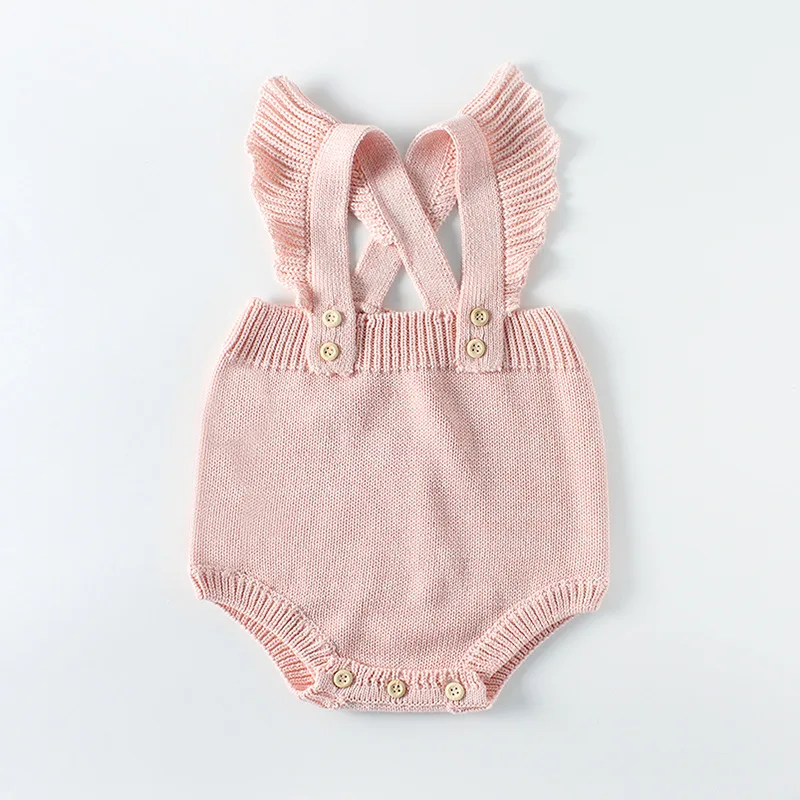 2018 Knit Baby Romper Soft Infant Jumpsuit Knitted Girls Overalls Pink