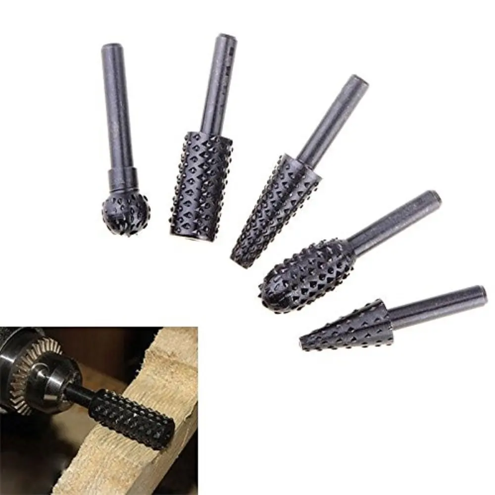 

Rotary Rasp 5pcs Rotary File Set 1/4"(6mm) Shank Wood Carving Burr Polishing Grinding Rasp Drill Bits