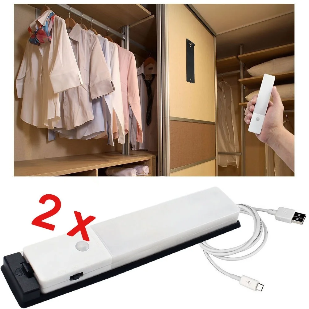 

DOXINGYE New 2Pcs Ultra-thin Rechargeable LED Motion Sensor Cabinet Light illuminate Safety NIGHT Light Alternate Lighting
