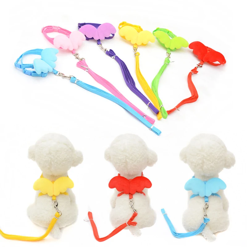 

Cute Pet Dog Leashes Collars Set Puppy Leads for Small Cats Angel Designer Wing Adjustable Dog Vest Harness Pet Accessorie 40