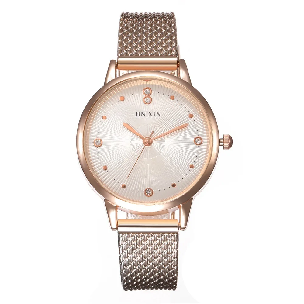 

New Fashion Luxury Women's Crystal Watch Waterproof Rose Gold Wire Mesh Quartz Women's Watch Top Brand Clock
