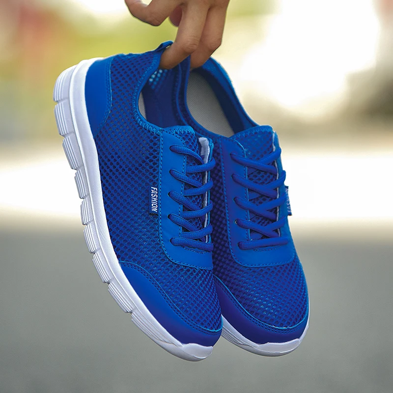 

LZJ Summer Casual Shoes For Men 2019 Fashion Breathable Mesh Lace up Lover Shoes Men Flats Sneakers Plus Size 36-48