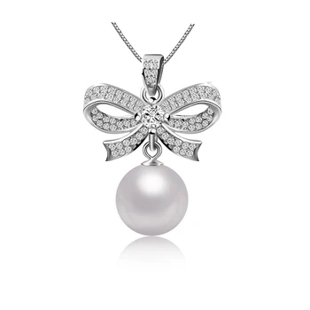 

Sterling Silver Jewelry Pearls Pendant for Women Wedding Clavicle Necklace 925 Natural Pearls Jewellery with Box Free