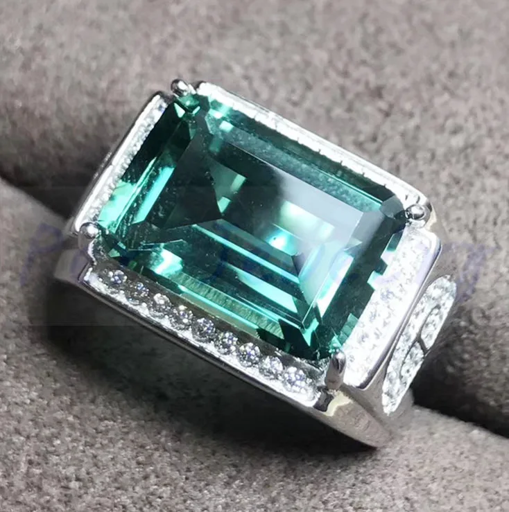 Men ring Green quartz ring Free shipping Natural real green quartz 925