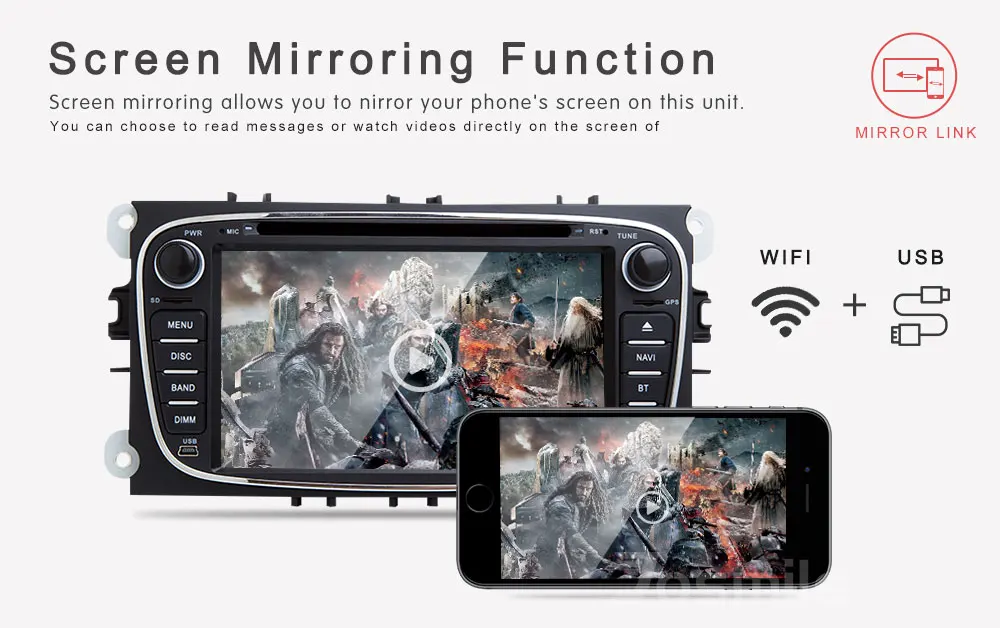 Excellent Android 8.1 2 din AutoRadio Car DVD Player For Ford Focus 2 Ford Mondeo 4 FordC-Max S-Max Kuga Galaxy Transit Connect Navigation 5