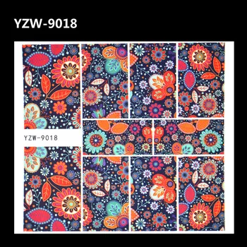 WUF 1 Sheet Elegant Flower Pattern Full Wraps Watermark Fingernails Decals Water Transfer Stickers Decorations For Nails Art