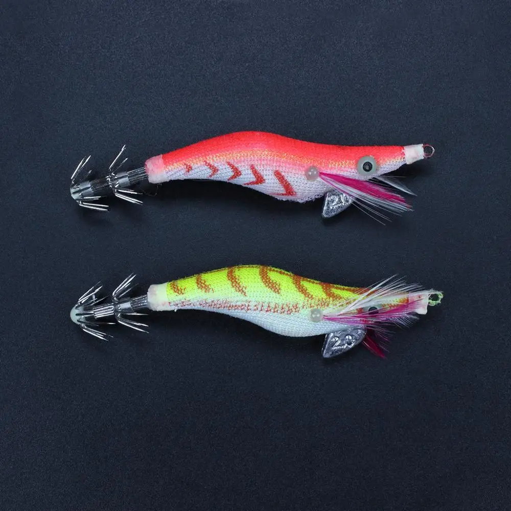 Noctilucent Glow Beard Shrimp Prawn Lures Cuttlefish Squid Jigs Baits Hook (14)