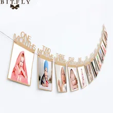 1-12 месяцев детская фоторамка день рождения ежемесячный баннер гирлянды держатель настенный веревочный папка детский подарок комната украшения для дома