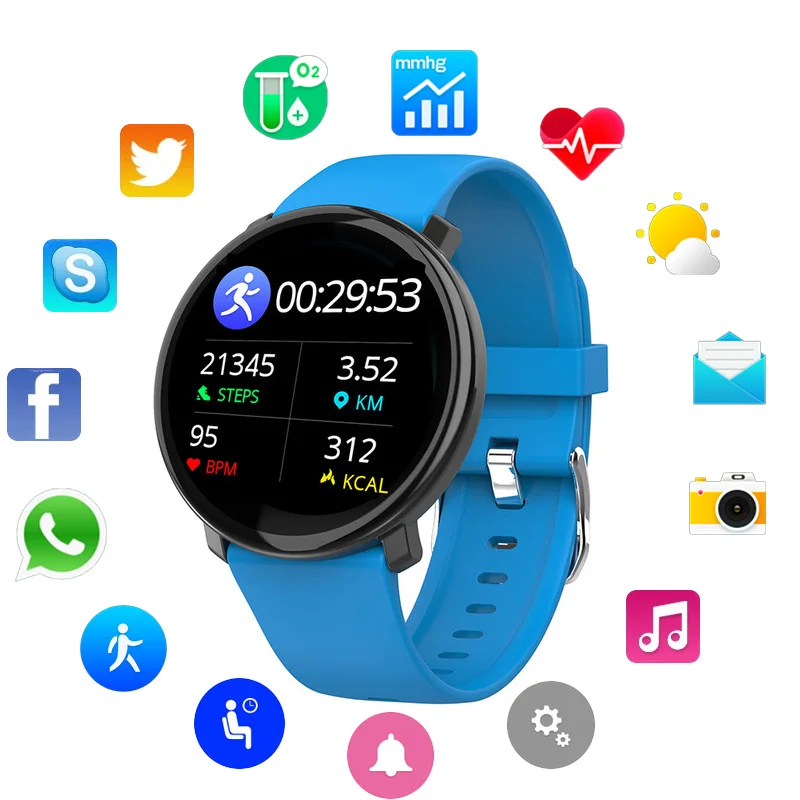 

Smart Watch Sport Pedometer Clock Fitness Tracker Heart Rate Blood Pressure Monitor Watch Full Screen Touch Smartwatch Men Women