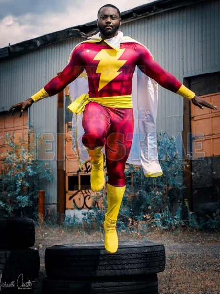 

Captain Marvel Shazam Cosplay Costume Spandex 3D Print Superhero Costume for Halloween Zentai Bodysuit Custom Made