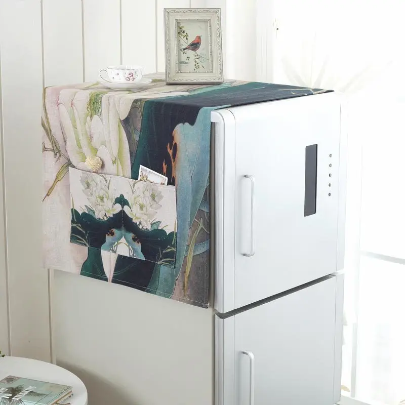 

Simanfei Washing machine Cover Rural European style Dust proof Covers Plant printing Refrigerator Dust Cover Storage Bags