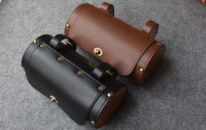 Excellent Bike Retro Tail PU Leather Bag Cycling Pouch Rear Pannier Riding Vintage Saddle Bag Bike Bag Bicycle Accessories 6