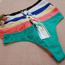 lady Lowest price New multi-color Sexy cozy comfortable Lace Briefs thongs women Underwear Lingerie for women 1pcs 87282