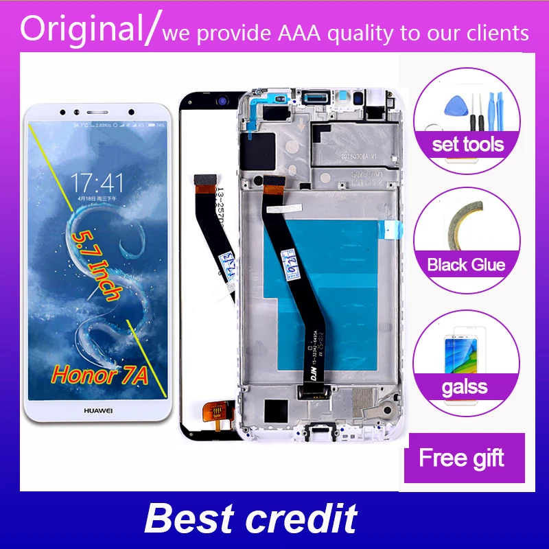 

Wansdom LCD display Digitizer for Honor 7A 5.7 inch AUM-l29 AUM-L41 ATU-L11 touch screen Assembly Frame Free Tools