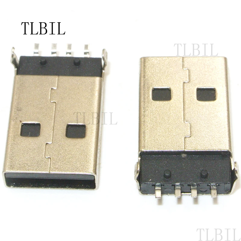 10 шт./лот USB 2,0 Мужской Тип USB разъем PCB разъем 180 градусов SMT SMD Мужской USB Разъемы - Цвет: Black