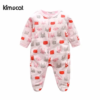 

Kimocat newborn 2017 new arrival baby boy girl clothes Cute kitten printed baby girl cat cotton jumpsuit kids clothing rompers
