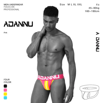 

ADANNU Sissy low waist Cotton Breathable underwear One Piece G String Tanga Gay sexy Homme Siss Panties Jockstrap AD165