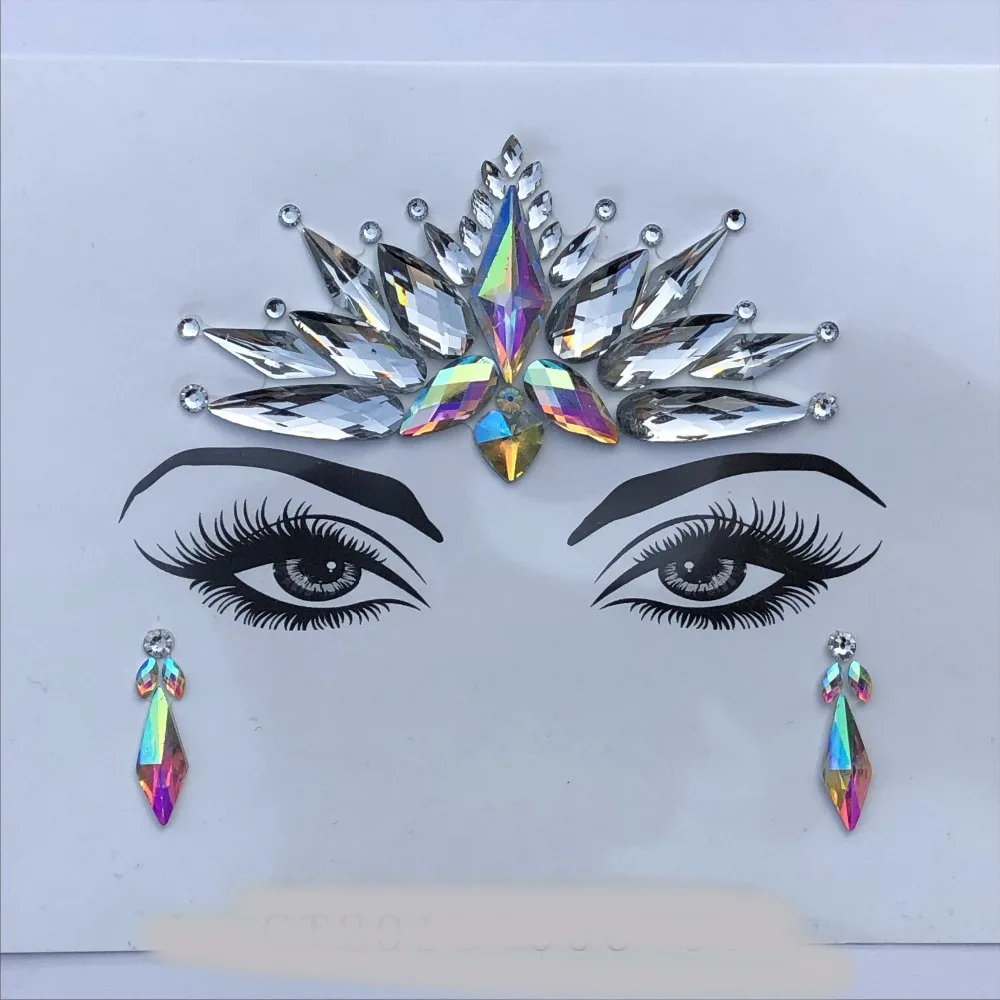 

Acrylic Resin Drill Stick Bindi Sticker Handpicked Bohemia Style Face Eyes DIY Jewels Forehead Stage Decor Party Glitter Sticker