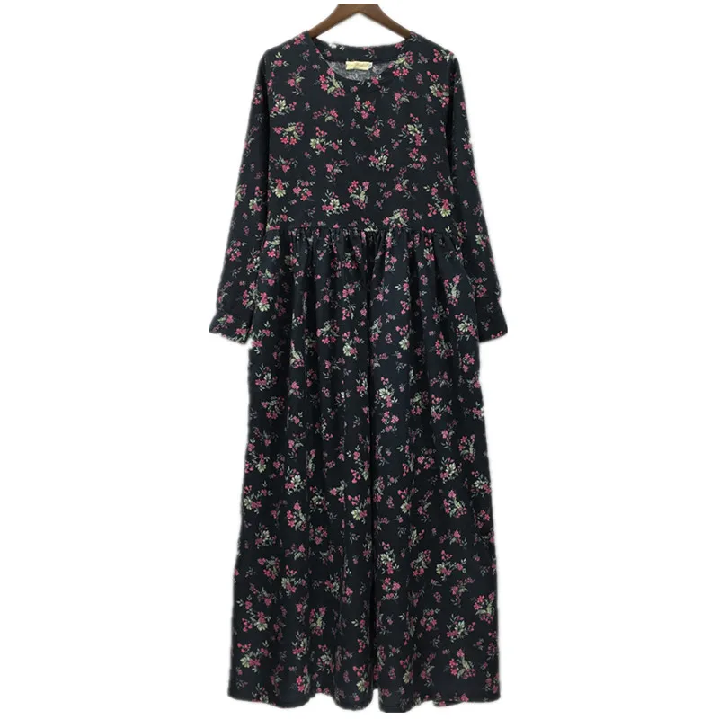 Женское платье макси с длинным рукавом из хлопка и льна|dresse|dresses skirts kids dresses skirtsdress