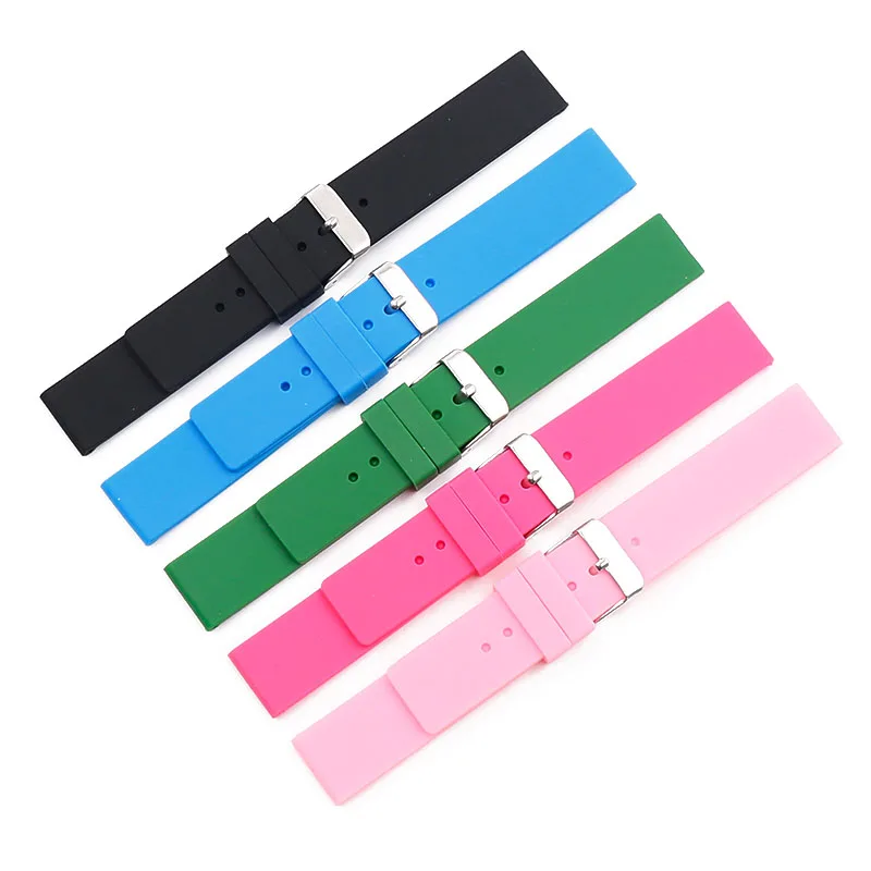 

Pin buckle 18mm silicone strap men's watch accessories ladies children's rubber watch with outdoor sports waterproof bracelet