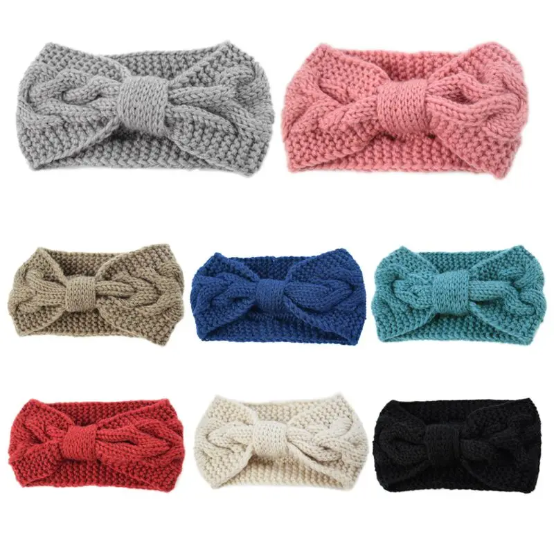 Us 2 62 23 Off 1pc Womens Bowknot Knit Hair Band Chunky Cable Knit Turban Headbands Warm Winter Hair Band Twist Head Wrap Ear In Women S Hair