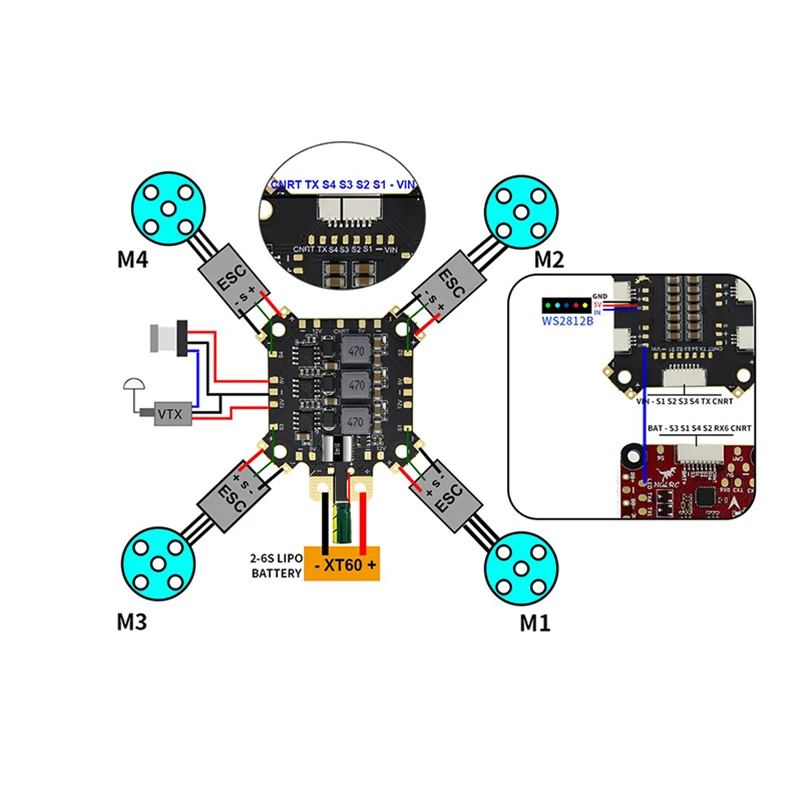 HGLRC 2 6S LED PDB с однорядной светодиодной полосой для FPV Racing Drone DIY Quadcopter запасные