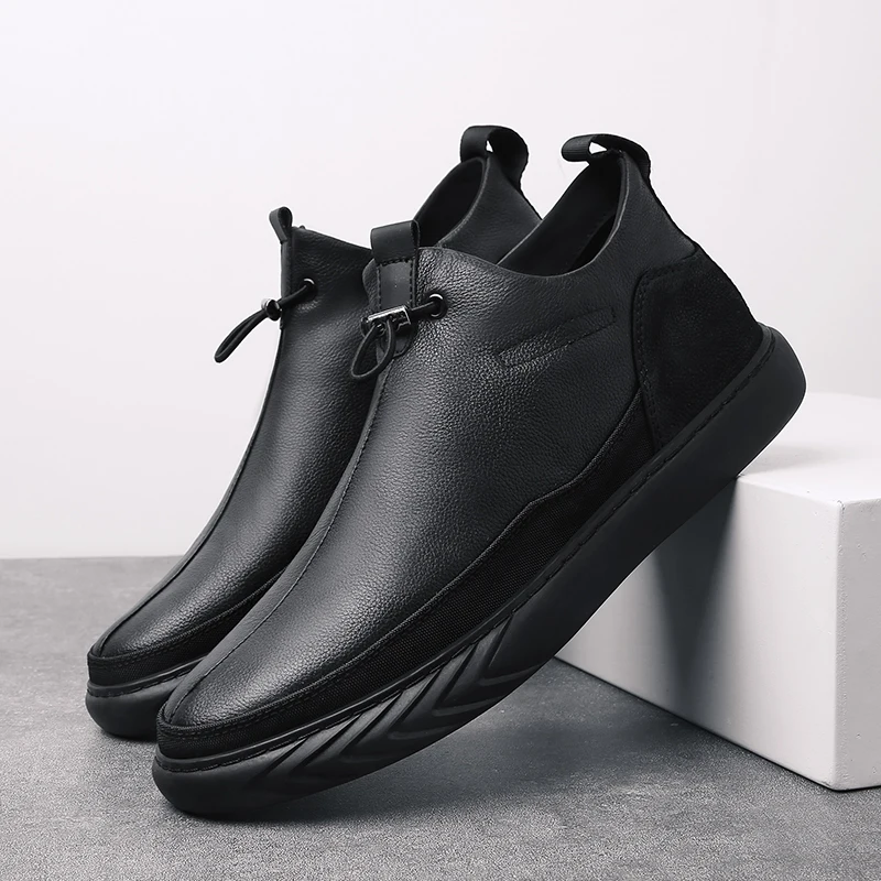 

New 2019 Fashion Mens Shoes Outdoor Men Walking Sneakers Black Men Casual Shoes Men Leather Shoes For Men Flats chaussure homme