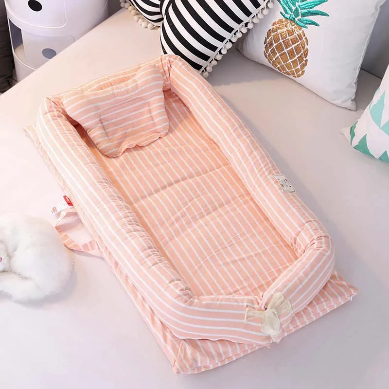 Дорожные Детские гнездо кровать Портативный удаляемый моющийся люлька детская кроватка для детей из хлопка для маленьких детей, люльки - Цвет: pink