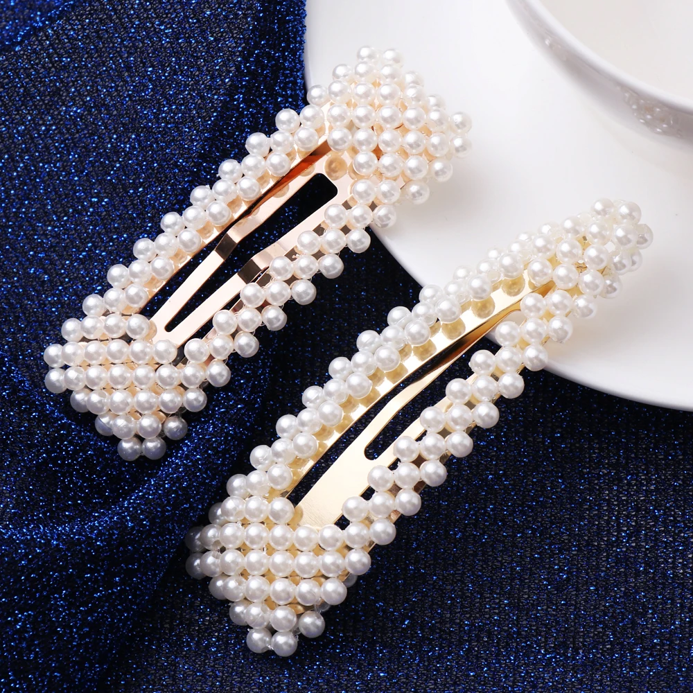 

1/2Pcs 8 Styles Women Korean Pearl Imitation Beads Hair Clip Girls Snap Barrette Stick Hairpin Hair Styling Accessories 2019 Hot