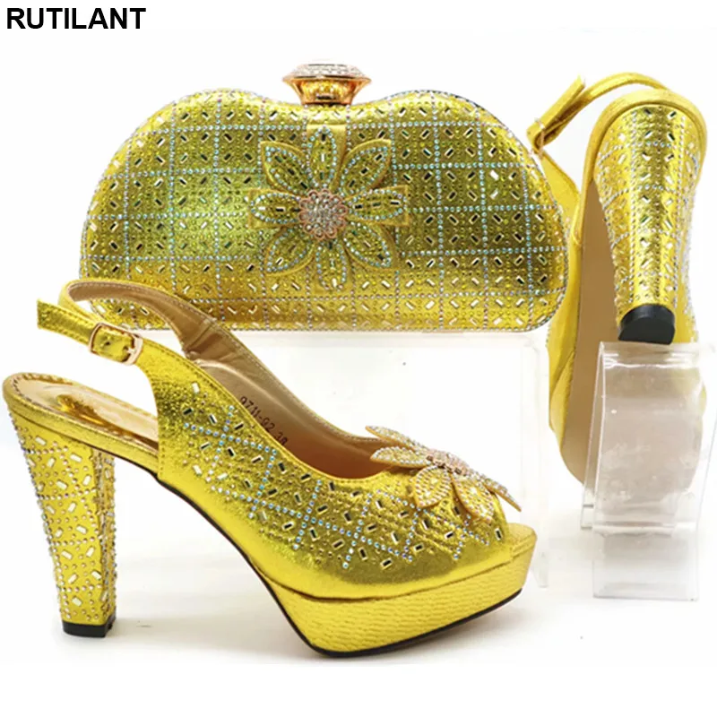 

Latest Italian Shoes and Bags To Match Shoes with Bag Set Decorated with Rhinestone Nigerian Women Shoes High Heel Bridal Shoes