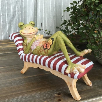 

Garden Villa Ornament Outdoor Frog Figurine Resin Animals Garden Decoration Home Garden Office Desktop Decoration L3164