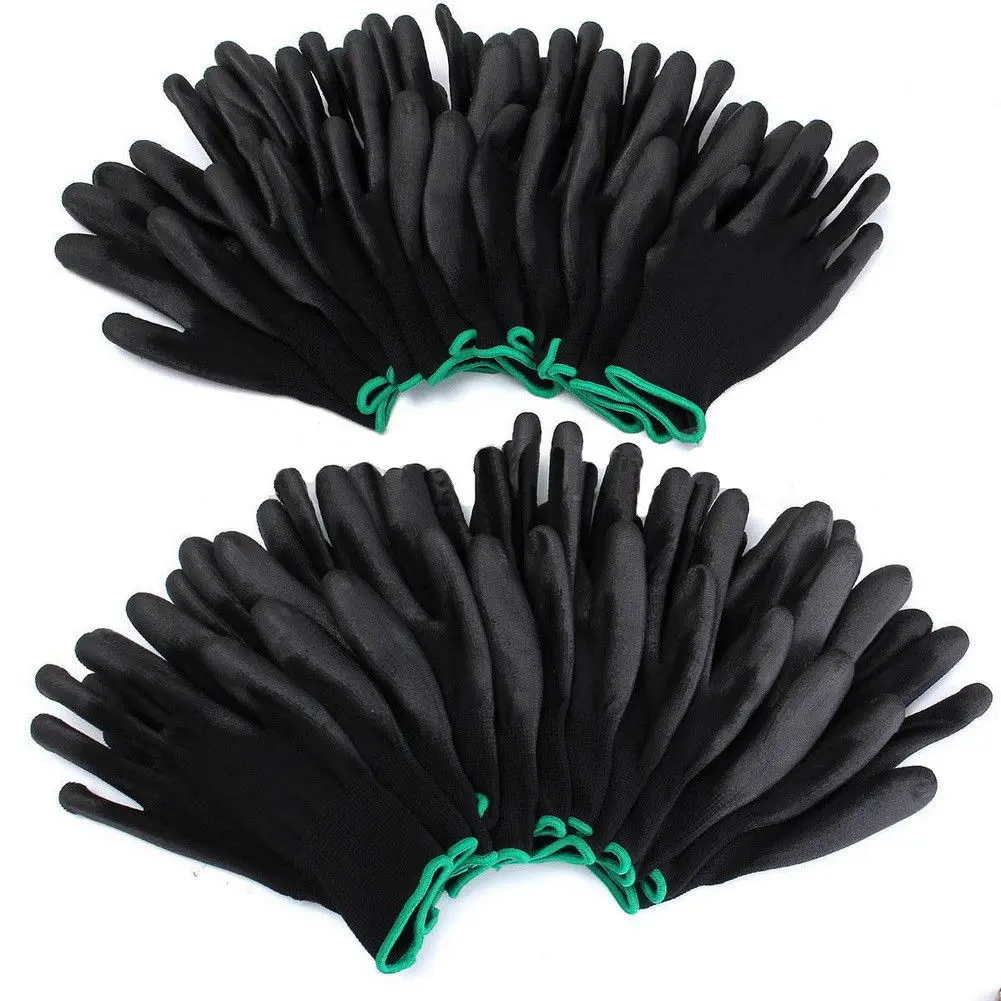 

Solid PU Nylon Safety Coating Work Gloves Builders Palm Protect Anti static Nylon Rubber Coated Gloves Knit Cuff Chemical