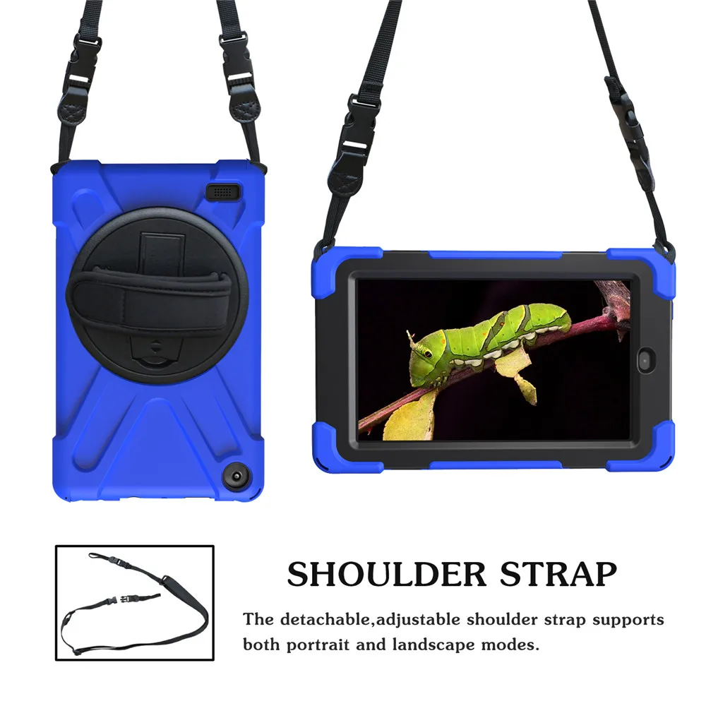 

Heavy Duty Cover Case For Amazon Kindle Fire 7 2015 7.0'',PC&Silicon Stand Hand&Shoulder Strap Tablets&e-Books Shell Skin Case