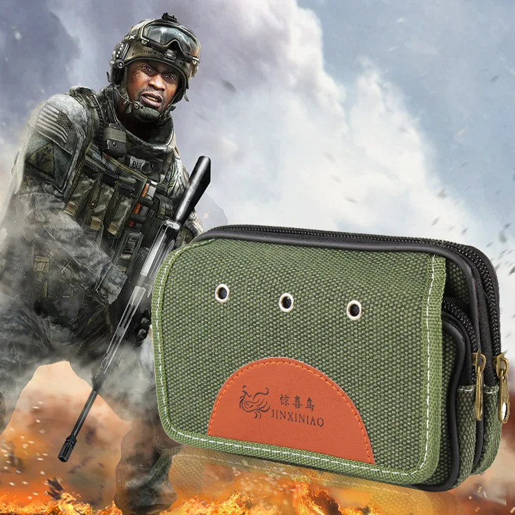 

Men Women Waist Bag Canvas Solid Box Slim Simple Purse Multifuntional Phone Coin Card Wallet