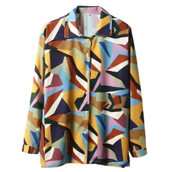 COZARII blusas mujer de moda 2019 Принт пэчворк панелями обычный без кимоно блузки женские топы и блузки