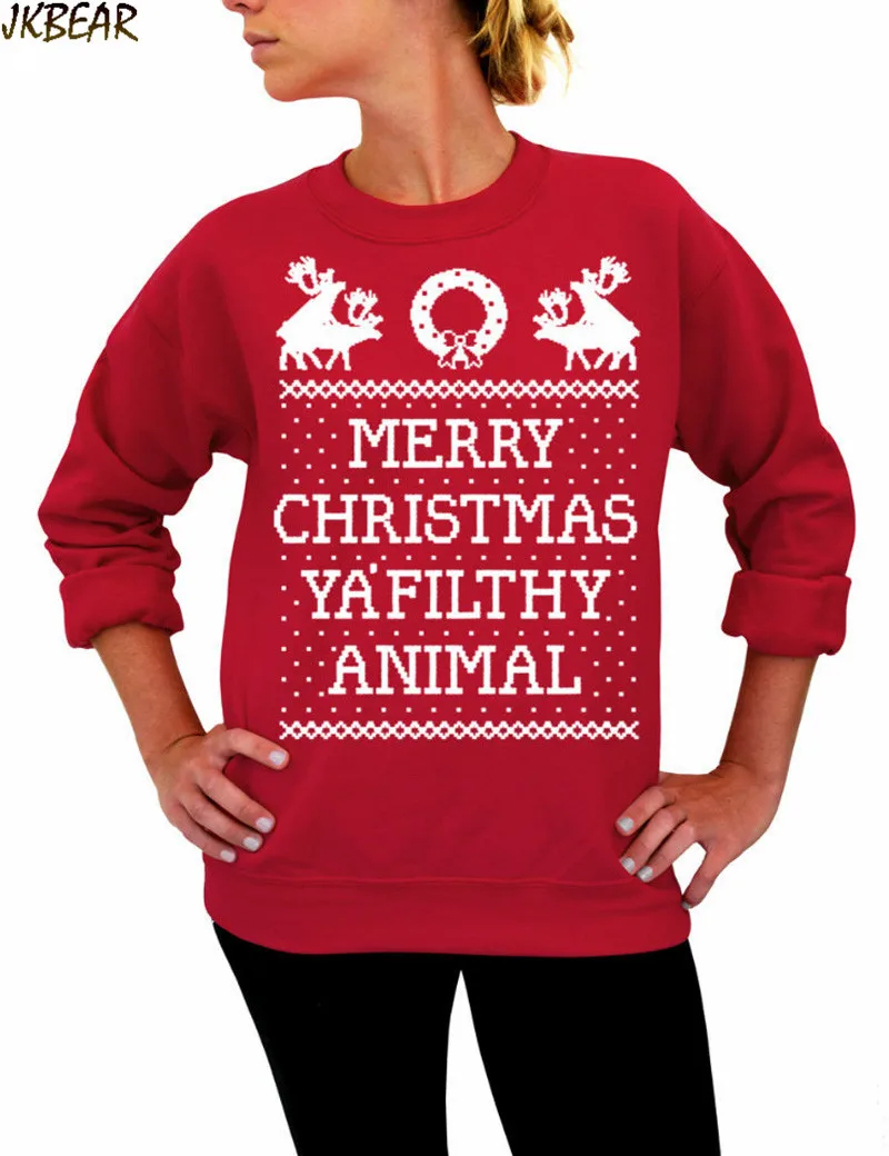 Funny Matching Ugly Christmas T Shirts for Couples Merry Christmas Ya Filthy Animal Print