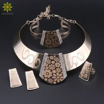 

Bridal Dubai Gold-color Jewelry Sets Women Customer Nigerian Wedding Fashion African Beads Jewelry set Brand Wholesale