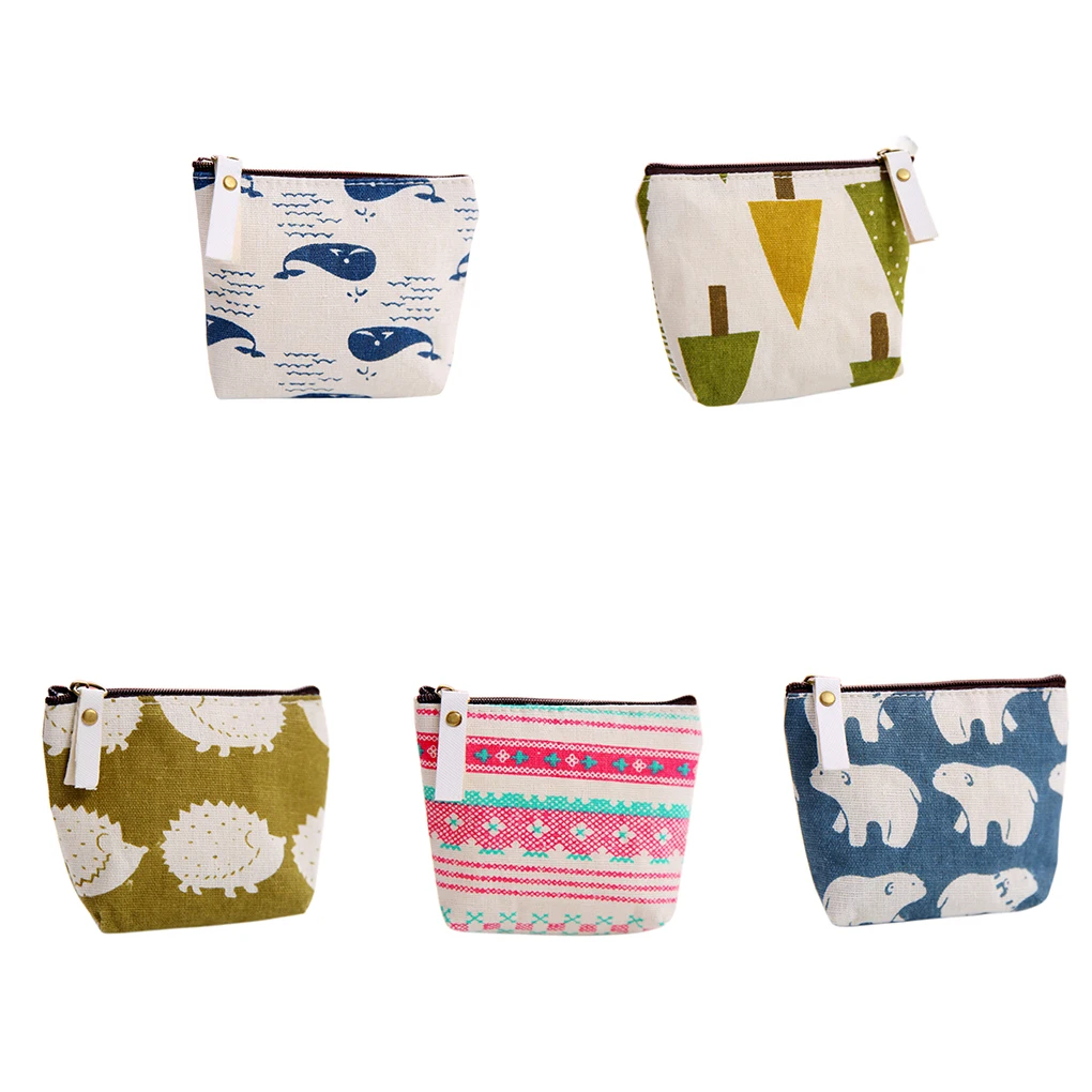 

Small Fresh Animal Canvas Mini Change Coin Purse Bag Zipper Wallets for gift
