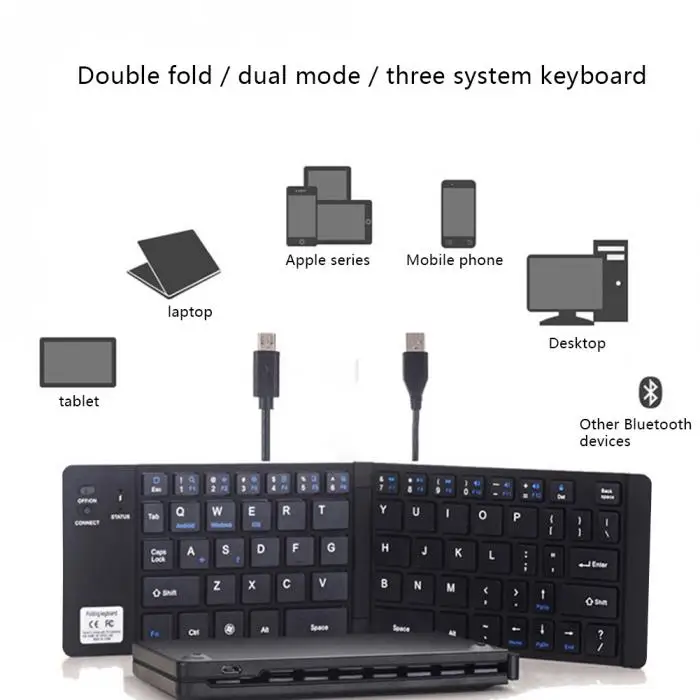 Новая Горячая черная портативная складываемая Bluetooth клавиатура совместима с iPhone X 8 7 6s Plus iPad NV99