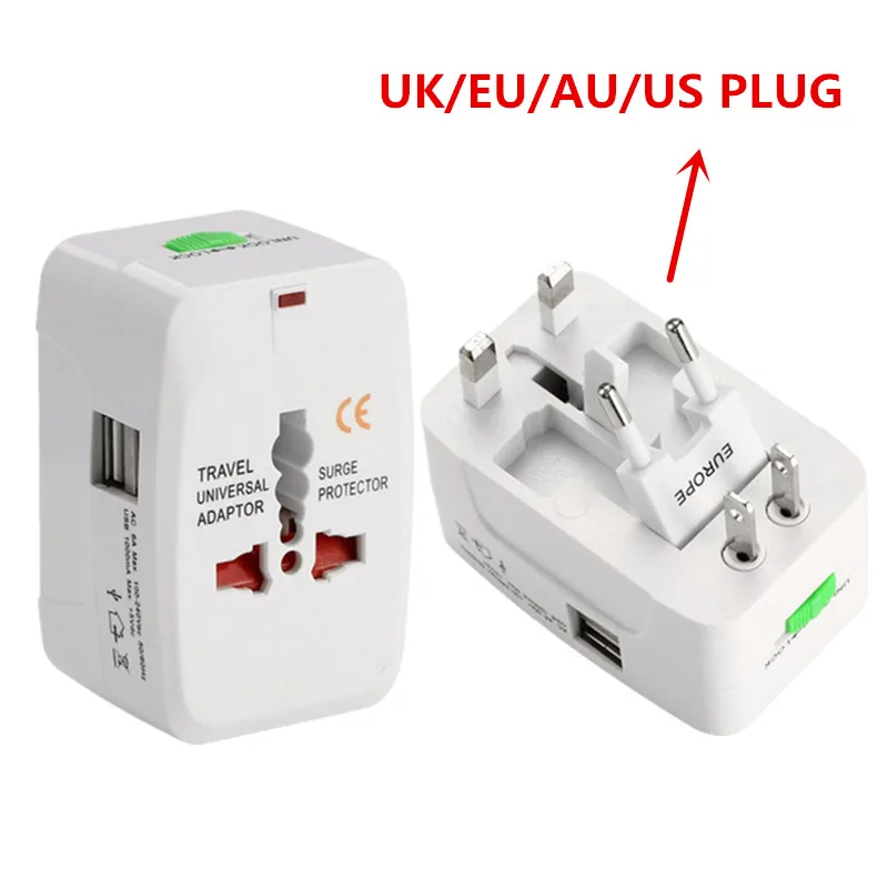 Все в одном Универсальный международный штекер Адаптер 2 USB порт мир Путешествия AC зарядное устройство адаптер с AU US UK евро-конвертер штекер