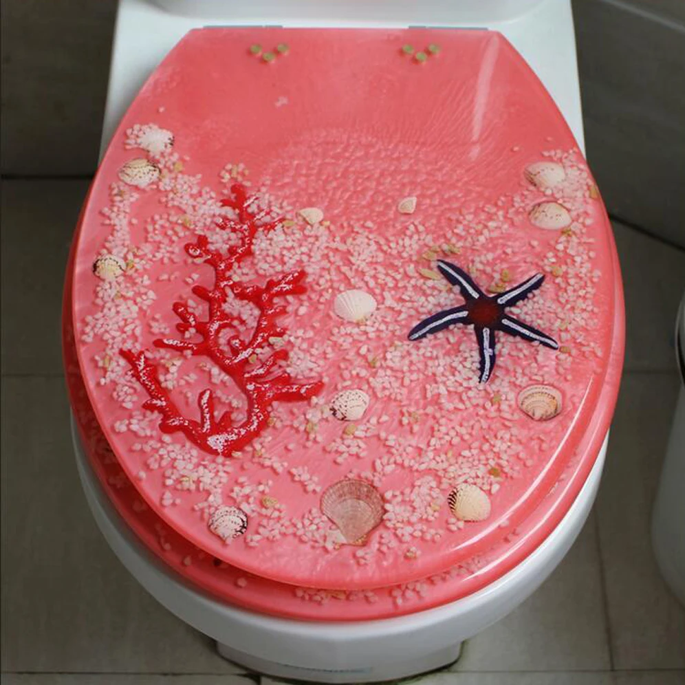 

48*38CM High-grade beautiful Coral red Resin toilet seat cover