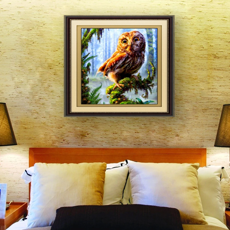 2018 DIY 5D Diamond Painting Cross Stitch Kits Round Embroidery Animal Owl Mosaic Home Decor | Дом и сад