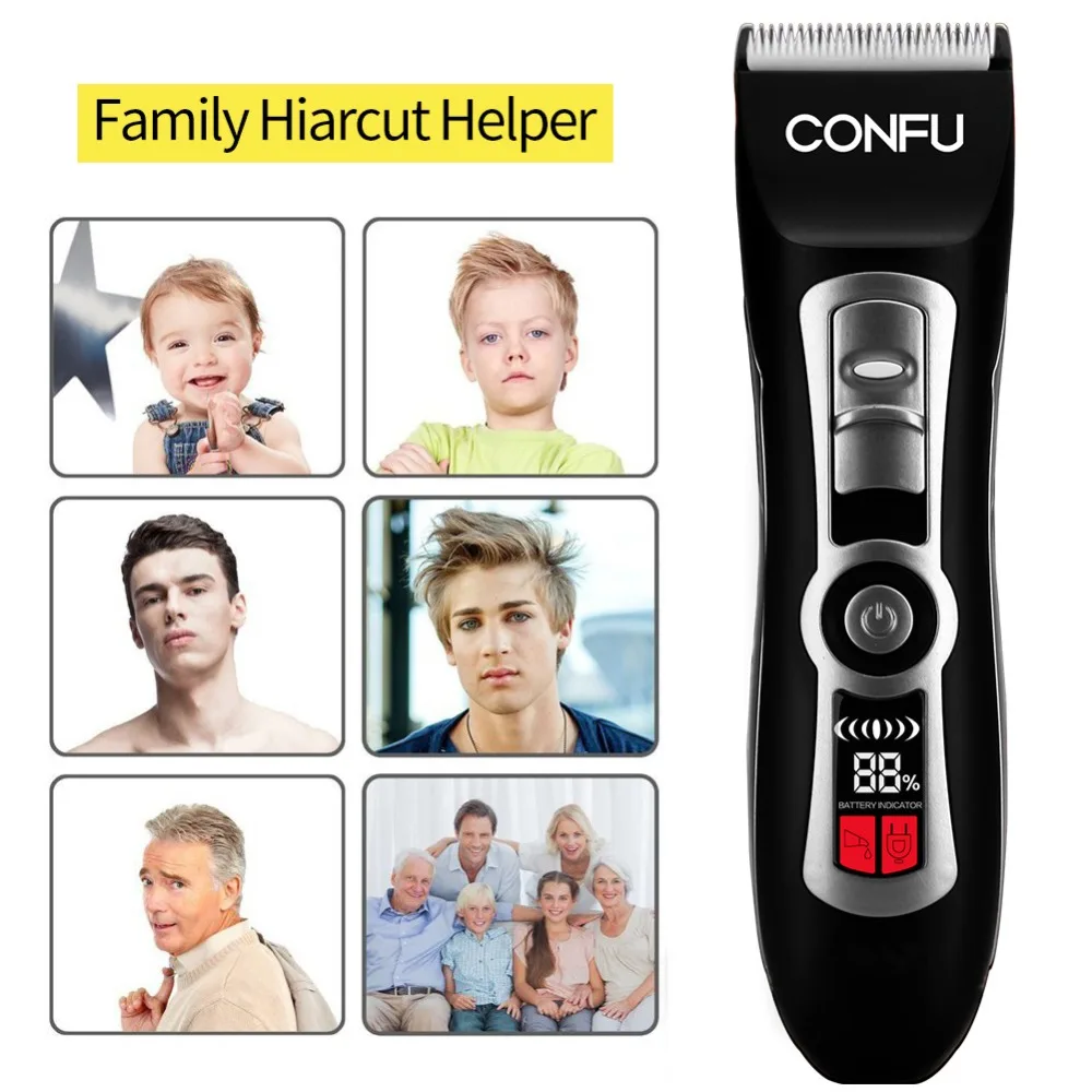 CONFU Chargeable Hair Clipper family haircut helper 220V Four adjustment settings for hair cutting from 1.0mm to 1.9mm low noise CONFU Chargeable Hair Clipper family haircut helper 220V Four adjustment settings for hair cutting from 1.0mm to 1.9mm low noise