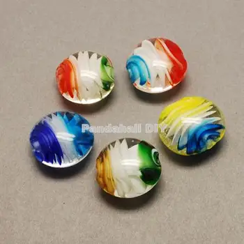 

Handmade Lampwork Beads, Flat Round,, Mixed Color, 19.5x20x10mm, Hole: 2.5mm