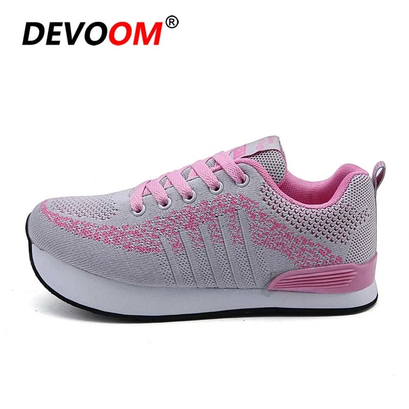 New Fashion Toning Shoes Women Men Fitness Walking Sneakers Casual Women Wedge Platform Shoes Loafers Slimming Swing Shoes - Цвет: Розовый