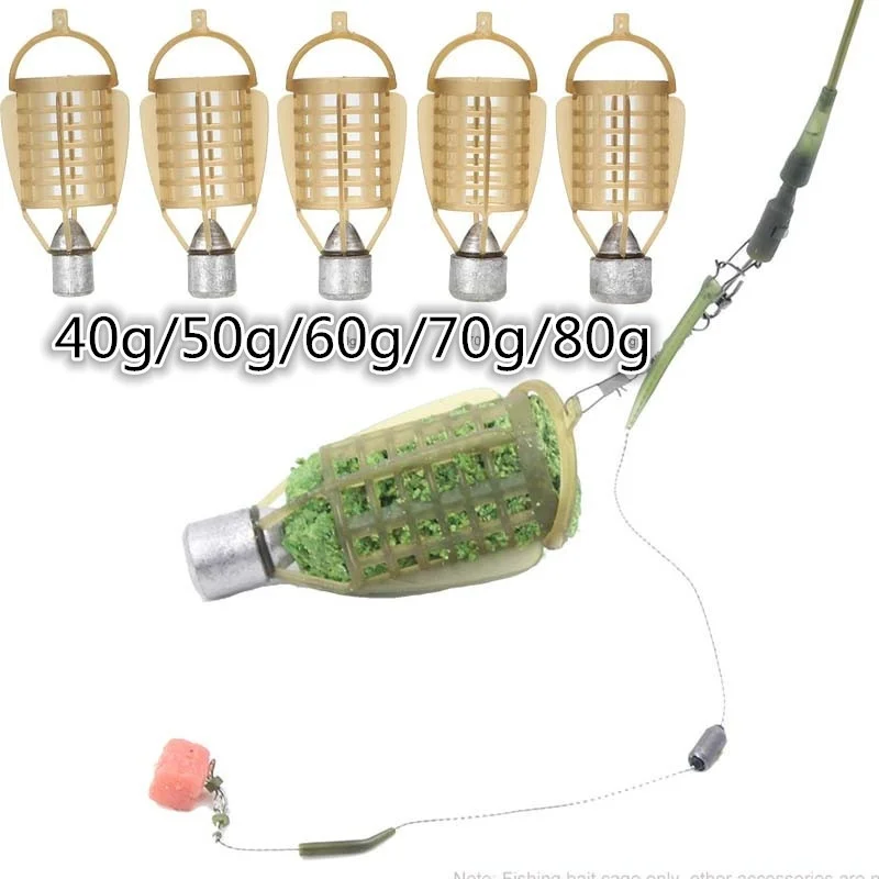 

Fishing Feeder Cage Basket Fish Feeding Lure Basket 40g/50g/60g/70g/80g