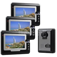 DIYSECUR 7 pulgadas TFT Pantalla a Color LCD de Video Teléfono de La Puerta Visual Timbre del intercomunicador Manos Libres 1 Cámara de 3 Monitor de Visión Nocturna Por INFRARROJOS
