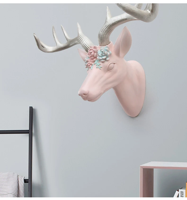 Large 3D Deer Statue Sculpture Wall Decor Animal Statues Figurine Home Decoration Accessories Living Room Office Decorations Art 9