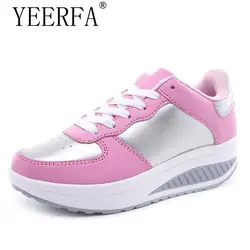 YIERFA 2017 Для женщин повседневная обувь для похудения обувь на платформе женская мода Для женщин квартиры Фитнес леди обувь фабрика груза