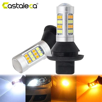 

Castaleca 2Pcs Decoder Car DRL Turn Signal Lamp Auto Daytime Driving Light LED Dual Color BA15S BAU15S 1156 T20 7440 Socket 12V